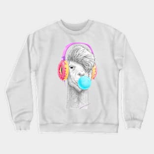 Lama in the headphones of donuts Crewneck Sweatshirt